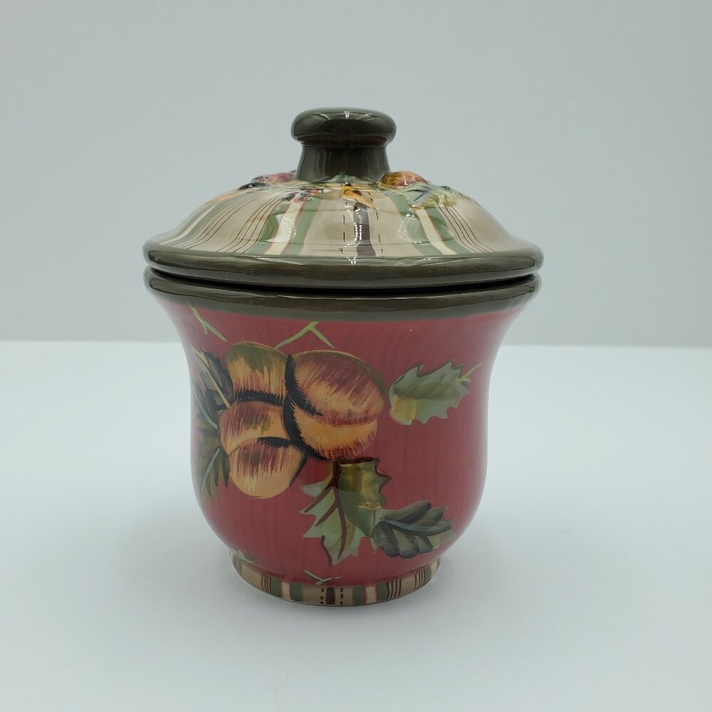 Tracy Porter Octavia Hill Garden Sugar Bowl with Lid Red Green Candy Dish